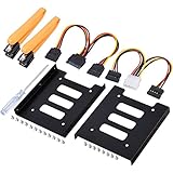 UCEC 2.5 Inch SSD to 3.5 Inch Internal Hard Disk Drive Mounting Kit (SATA Data Cables and Power Cables Included) (2 x Bracket Conversion Frame)