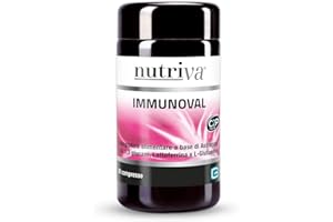 Nutriva Immunoval, Integratore Alimentare a base di Astragalo, Beta 1,3 glucani, Lattoferrina e L-Glutammina. Supporta le difese immunitarie. 30 compresse. C2P® Tech. Adatto a Vegetariani
