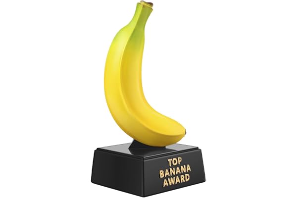 Flexzion Top Banana Trophy – 7-tums Top Banana Award för enastående prestationer, unik och rolig trofé för vuxna, tränare, lärare och lagledare – hållbar harts med svart bas