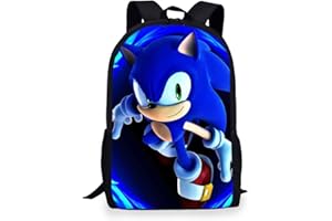 BESTZY Sonic Sacs à Dos, Sonic Imprimé Sac à Dos Enfants Sac à Dos Sac de Voyage Étanche Étudiant Cartable Livre Sac Animé Sac Accessoire De Mode Sac À Dos pour Maternelle ou Primaire (44*32*15cm)