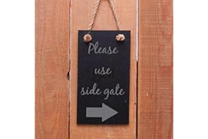 TOUCENGKEY Slate hanging door sign "Please use side gate - arrow to right"