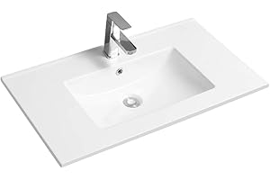 Limoge® Thin-Edge Ceramic 81cm Inset Basin with Scooped Bowl