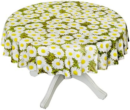 Oil Cloth Table Cloth Washable Tablecloth Chamomile - Various Sizes Available, Plastic, Colourful, Rund 100cm