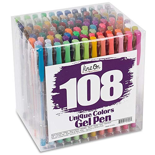 Lineon 108 stylo gel des stylos gel pour le coloriage pour adultes