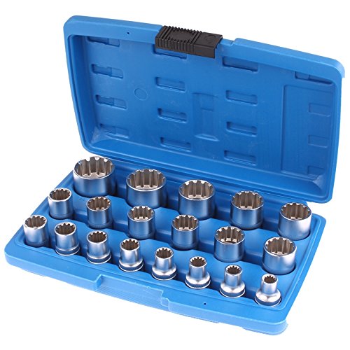 Außen Vielzahn Steckschlüssel Satz Kfz Werkzeug Nüsse 19 Teilig Steck Nuss Set - 2