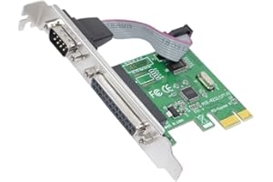 Jeirdus PCIe Parallel Serial Combo Card, RS-232 Serial Port COM & DB25 Printer Parallel Port LPT to PCI Express Card Adapter Converter WCH382 Chip with Low Bracket
