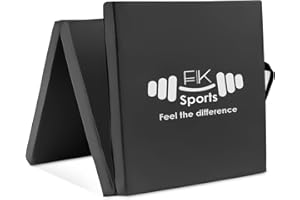 FK Sports Gymnastic Exercise Mat-6ft Tri Folding PU Leather Yoga Mat 5cm Extra Thick Foam High Density Gym Mat| Pilates, Yoga Mat for Women Men for Core Exercises.