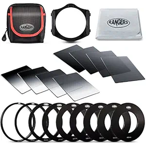 Rangers Clarity Series ND Filter kit with Full, Graduated ND2 ND4 ND8 ND16,9 Adaptors(49-82mm),1 Adaptor Holder,Carrying Case and Lens Cleaning Cloth