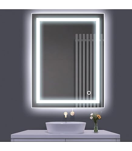 EMKE Miroir De Salle De Bain LED Doré Avec Cadre Aluminium, Fonctions