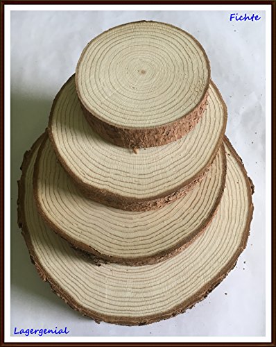 4 x Fichte-Holzscheiben versch. Größen zw.ca. Ø 10-20 cm