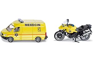 siku 1654001, Set de services d'urgence France, métal/plastique, rouge, combinaison de jeu, avec attelage de remorque