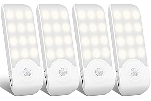 TEAMPD Veilleuse LED Rechargeable,[4 Pièces] Automatique Lampe Led Détecteur De Mouvement, Lumière Murale Magnetique Portable pour Placard Chambre d'enfant Couloir Armoire Escalier Adulte [12 LED] [3 Modes]