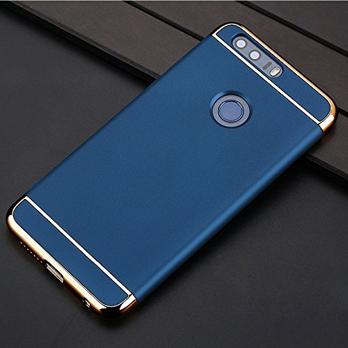 funda Huawei Honor 8 cover   Leathlux Ultra Delgado Anti-Ara  azos Protecci  n Duro Carcasa Enchapado protectora de parachoques trasero 3 En 1 case para Huawei Honor 8 5 2   Azul 