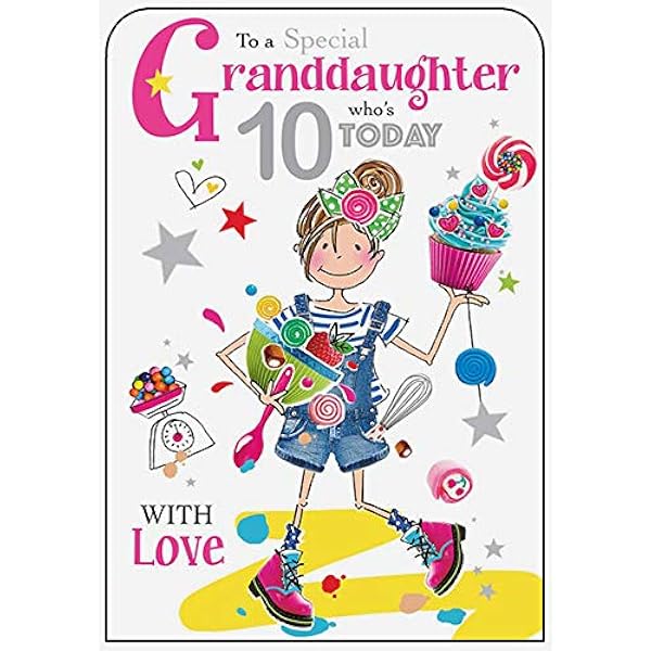 Happy 10th Birthday Granddaughter Quotes Jonny Javelin - 'Happy Birthday' Granddaughter 10Th Birthday Greetings Card  - Fun, Random, Pink, Cakes, Colourful, Baking Design : Amazon.co.uk:  Stationery & Office Supplies