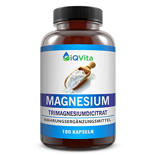 Preisvergleich Produktbild Magnesium – 750mg Magnesium-Citrat pro Kapsel – 2250mg je Tagesdosis – 180 Kapseln – hochdosiert – vegan – OHNE Magnesiumstearat – OHNE Zusatzstoffe – hergestellt in Deutschland - Laborgeprüft