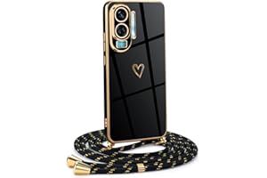 Mkej Funda para Honor 90 Lite con Cuerda, TPU Suave Silicona diseño de corazón con Chapado en Oro de Lujo, Funda Honor 90 Lite Cuerda para Mujeres y niñas