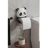 SAFESTORE Panda Fig&uuml;rl&uuml; Tuvalet Kağıdı Askısı, Yapışkanlı Montaj, Plastik, Siyah, Mat, Modern, Delmesiz Banyo Aksesuarı