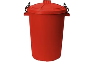 JMS we create smile 50L Plastic Bin/Waterproof/Rodent Proof for Outdoor/Animal Feed Food Storage with Locking Lid (Red)