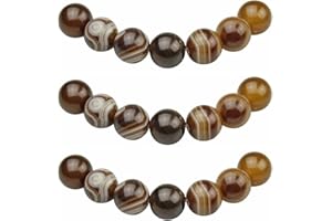 ‎MJDCB MJDCB Perlen zum Auffädeln 6mm 60 stück Braun Gestreifter Achat Halbedelsteine Perlen mit Loch Natürliche Lose Runde Steinperlen für Herstellung Schmuck Armbänder Halsketten