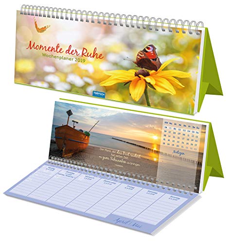 Preisvergleich Produktbild Wochenplaner "Momente der Ruhe" 2019 Tischkalender Notizkalender mit Sprüchen Wochenkalender