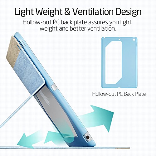 iPad Mini Hülle, ESR® Auto aufwachen / Schlaf Funktion und Einstellbarem Blickwinkel Funktion Schutzhülle für iPad Mini 3/2/1 (Blau) - 4