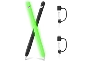 AHASTYLE Cover Apple Pencil Custodia per Apple Pencil 1 in Silicone (2 Pezzi, Nero & Verde Fluorescente)