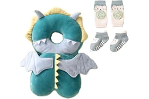 Bambebe Bébé Protection de la Têt Securite Casque Bebe Anti Choc Protection Baby Head Protector Casque Protection Bébé Protection Tête Enfant Sac à Dos Tout-Petits(Dragon Vert)