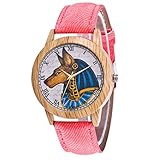 IG Invictus Damen Mode Casual Lederstrap Analog Quarz Runde Uhr T332 N Quarzuhr Rosa Quarz Uhr