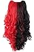 MapofBeauty Multi-color Lolita Long Curly Clip on Ponytails Cosplay Wig (Black/ Red)