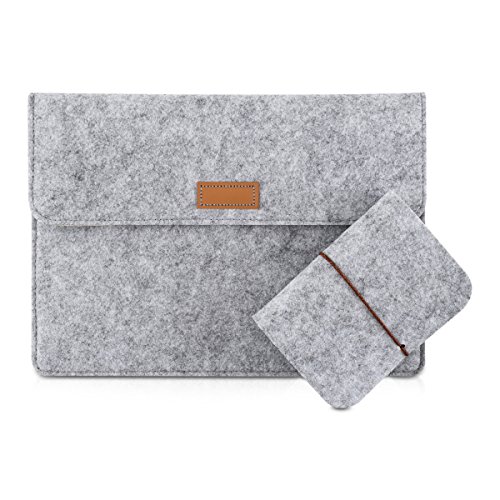 kwmobile Tablettasche Filz Sleeve für 9,7 - 10,1" Tablet - Tablet Schutzhülle Tasche Case Hülle in Grau mit Innentaschen Innenmaße: ca. 28,0 x 20,0 cm