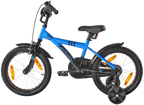 PROMETHEUS Kinderfahrrad 16 Zoll Jungen in Blau & Schwarz mit Stützrädern | Seitenzugbremse und Rücktrittbremse | ab 5 Jahren | 16“ BMX Edition 2017 - 3