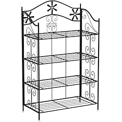 SONGMICS Étagère de Jardin, Porte-Plantes, 4 Couches, en Fer, Style Rétro GFS103B
