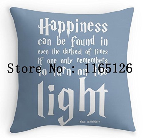 Kenneth Case Cool Happiness Harry Potter Quote Unique Luxury Print Square Pillow case 18X18 Inch(One Side)