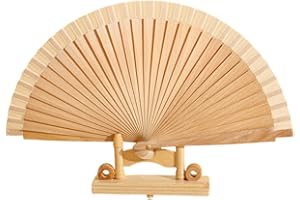 VQEOEOT MultiValue Abanico de Mano Plegable, Abanico Español de Madera y Algodón, Abanico de madera moderno y gracioso, Madera Accesorio de Rendimiento Chino para Decoración de Cumpleaños Boda