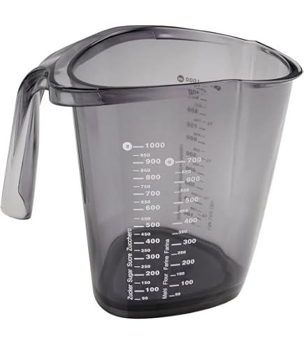 Tasse à Mesurer Rotho Domino 1 Litre – Graduations Multiples (g, Ml, Oz) – Plastique Sans BPA, Transparent – Pratique - 7