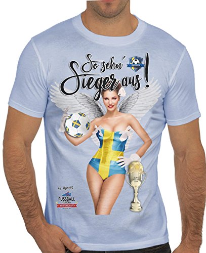 Stylotex Slimfit Fashion T-Shirt So sehn Sieger aus Girl Schweden, Farbe:sky;Größe:S