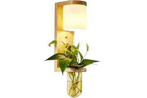 HNYD Moderno Lámpara de Pared Nórdico Madera Apliques de pared Creativo Interior Art Deco Iluminación Pantalla de Vidrio Roble de Soporte E27 Zócalo de Lámpara para pasillo Dormitorio sala de estar,A