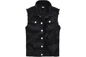 KELMON Men's Denim Waistcoat Ripped Casual Sleeveless Biker Fashion Jeans Vest, #206 Blu Scuro