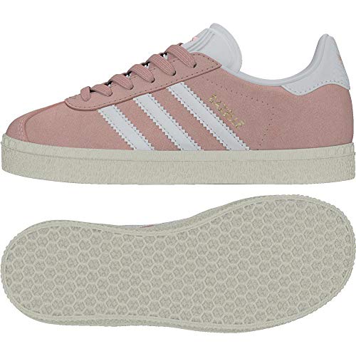 adidas Unisex Kids' Gazelle C Gymnastics Shoes, Icey Pink F17/Ftwr White/Gold Met 2 UK