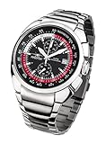 FIREFOX AVIATOR FFS70-102 schwarz/rot Chronograph Herrenuhr Armbanduhr massiv Edelstahl Sicherheitsfaltschließe 10 ATM water resistant Miyota Kaliber OS11