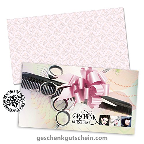 10 Stk. Geschenkgutscheine + 10 Stk. Kuverts für Friseure, Coiffeure, Haarstudios, Hairstylisten K1267