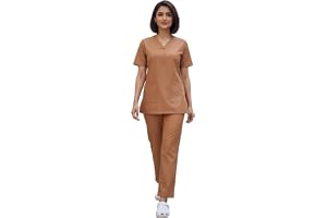 Professional Housemaid/Baby sitter/Khadama/Nanny Uniform Set,SHORT Sleeves, V-Neck Top with Pockets and Trousers,COTTON