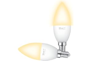 Trust WiFi E14 Smart Lampe, Dimmbar LED Birne, Leuchtmittel für Alexa und Google Home, Kein Hub Erforderlich, 2.4GHz Glühbirne RGB, WI-Fi Lampe, Weiß - 2er-Pack
