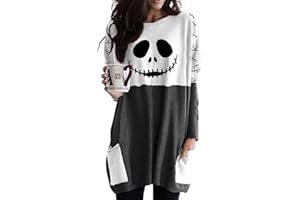 Minetom Langarmshirt Damen V-Ausschnitt Druck Lose Langarm Oberteile Oversize Lang Sweatshirt Tops Asymmetrisch Saum Jumper Pullover Mit Taschen