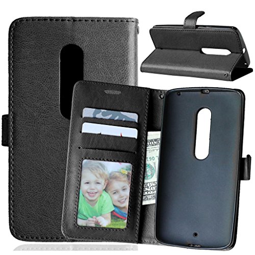 FUBAODA Funda de piel para Motorola Moto X Play   Cable Libre  funci  n de soporte m  vil  cierre magn  tico  ranuras para tarjeta de cr  dito para Motorola Moto X Play  XT1562   negro 