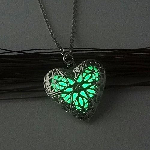 VANTIYA Noctilucent Necklace, Steampunk Fairy Magical Heart Noctilucent Pendant Necklace,Glow in the Dark Necklace Birthday Gift for Girlfriend Wife (Green)