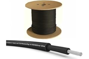 BYSON Solar Panel PV Cable DC Rated Double Insulated, UV Resistant (H1Z2Z2-K - Solar) - Black, Red & Blue -1800V (5 Metres, 6mm² Black)