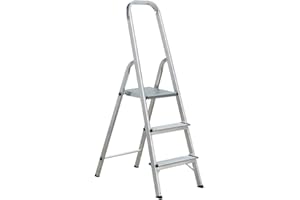 Draak Step Ladder 3 Step With Hook - Non Slip Treads - Ladder Made from Lightweight Aluminium Certified to BS EN 131 Part 1-3
