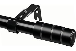 VENWEMONG Curtain Poles with Finials Black Curtain Pole with Brackets Fittings Set Extendable Curtain Poles for Living Room, Bedroom or Kitchen(220-320CM, Black )