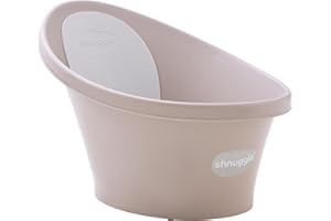 Shnuggle Wanienka dla noworodka, wbudowane podparcie i miękkie oparcie, odpowiedni dla noworodka, wspornik siedziska do wanny zawiera wtyczkę, kolor taupe